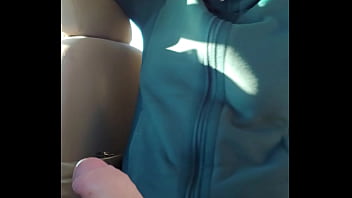 Slut sucks dick and catches nut while her man is inside the house