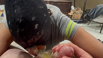 Ebony slave puking orange creamsicle milkshake and sloppy rimming