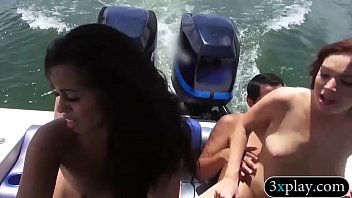 Two perky tits gals hot orgy on the boat