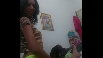 Teasing with green shorts