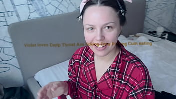 Violet deep throat ass lick face piss cum eat