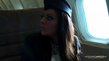 These two blonde babes wanted to have some fun while a plane is being hijacked so they started sucking a hard cock together before getting their pussies banged hard