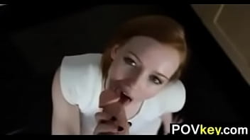 Redhead real estate agent sucking cock