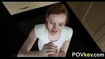 Redhead real estate agent sucking cock