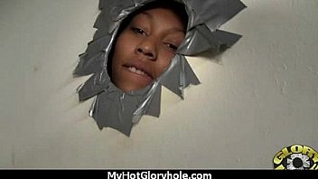 Ebony teen shows off her blowjob skills at gloryhole 25