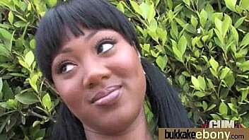 Huge cocks cover their black face in cum 19