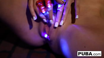 Hot brunette masturbates