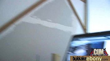 Ebony babe sucks too many white cocks 19