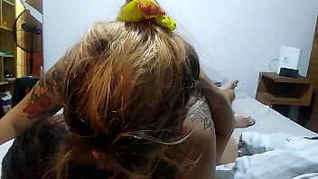 With a cute mesh lingerie she wets her teen big ass stepdaughter in milk