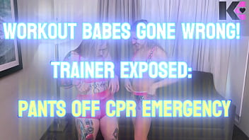 Workout babes gone wrong trainer pants off cpr emergency