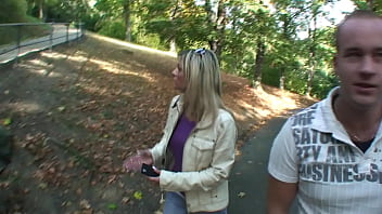Horny blonde picked up on the street and anal fucked in the park
