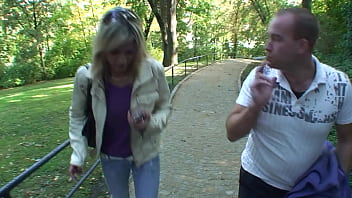 Horny blonde picked up on the street and anal fucked in the park