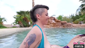 Lesbian pawgs shelby paris & nikki sequoia have fun in the pool