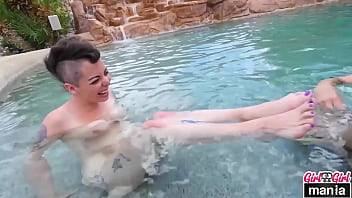 Lesbian pawgs shelby paris & nikki sequoia have fun in the pool