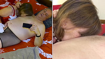 Mature celebrates christmas in july by giving a great blowjob