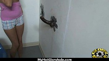 Huge tit babe deepthroats gloryhole dick 16