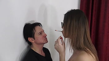 Giantess ashtray hand over mouth