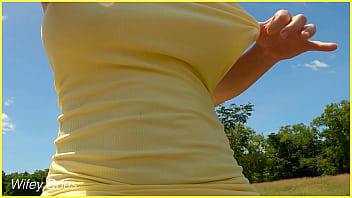 Milf exposes her pussy in a bike ride dare