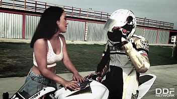 Biker bangs fan's asshole