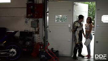 Biker bangs fan's asshole