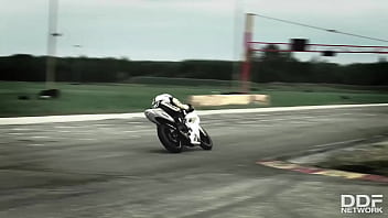 Biker bangs fan's asshole