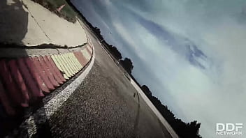 Biker bangs fan's asshole