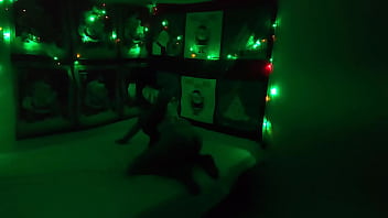 The sensual stepmother shows off her naked body at christmas