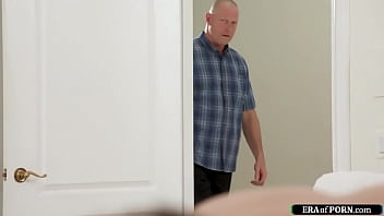 Voyeur stepdad watches teen stepdaughter get licked by her guy gives her oral sex and the small tits brunette sucks his big is fucked