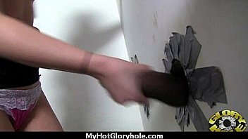 Babe sucks and fucks black cock at gloryhole 12