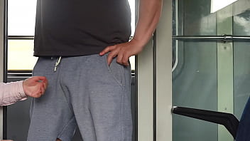 An unknown girl touches my dick in the train and then i jerk off in the bathroom