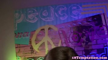 Amateur teen sucking and tugging cock