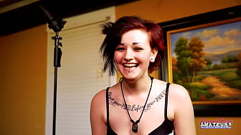 Inked cutie marcie dildo fucks her horny twat wearing lingerie and squirts