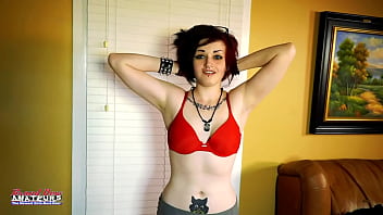 Inked cutie marcie dildo fucks her horny twat wearing lingerie and squirts