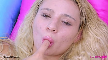 Radiant blonde beauty naked close up