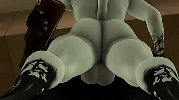 Furry con cerveza y con grandes tetas fornican en un bar