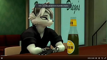 Furry con cerveza y con grandes tetas fornican en un bar