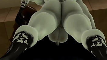 Furry con cerveza y con grandes tetas fornican en un bar