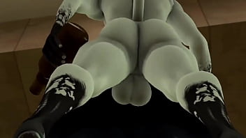 Furry con cerveza y con grandes tetas fornican en un bar