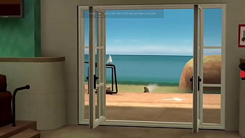 Furry con cerveza y con grandes tetas fornican en un bar