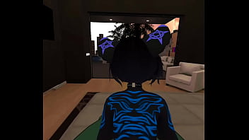 Mute cat grinds against bunny momma's clit until they both cum