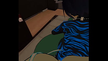 Mute cat grinds against bunny momma's clit until they both cum