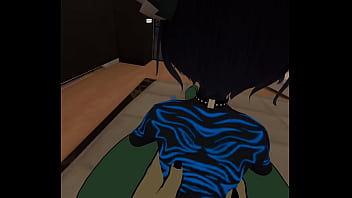 Mute cat grinds against bunny momma's clit until they both cum