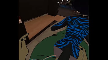 Mute cat grinds against bunny momma's clit until they both cum