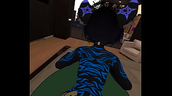 Mute cat grinds against bunny momma's clit until they both cum