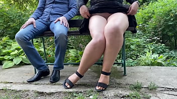 Hot stream of piss from sweet mother in law's hole through panties in the park