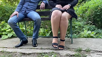 Hot stream of piss from sweet mother in law's hole through panties in the park