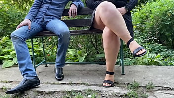 Hot stream of piss from sweet mother in law's hole through panties in the park