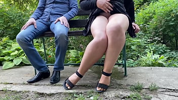 Hot stream of piss from sweet mother in law's hole through panties in the park