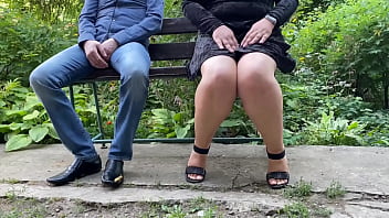 Hot stream of piss from sweet mother in law's hole through panties in the park