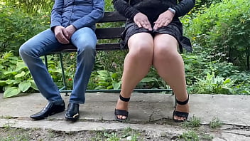 Hot stream of piss from sweet mother in law's hole through panties in the park